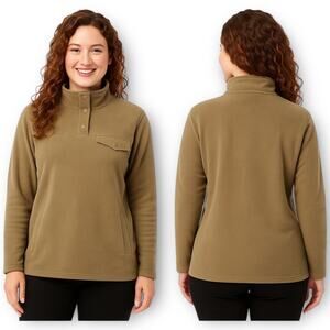 NWT 32 Degrees Ladies’ Snap Fleece Neck Pullover – Olive Beige – Size Large